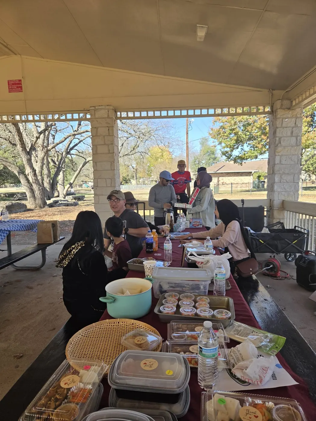 Tables full of Indonesian food for sale
